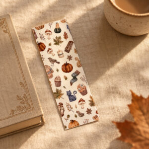 cozy fall/autumn laminated bookmark, nature inspired