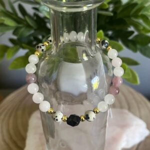Dalmation Jasper, LRQ,RQ,obsidian bracelet