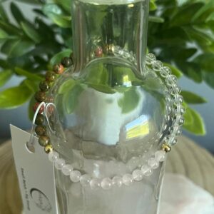 Unakite, Clear Quartz and Rose Quartz bracelet